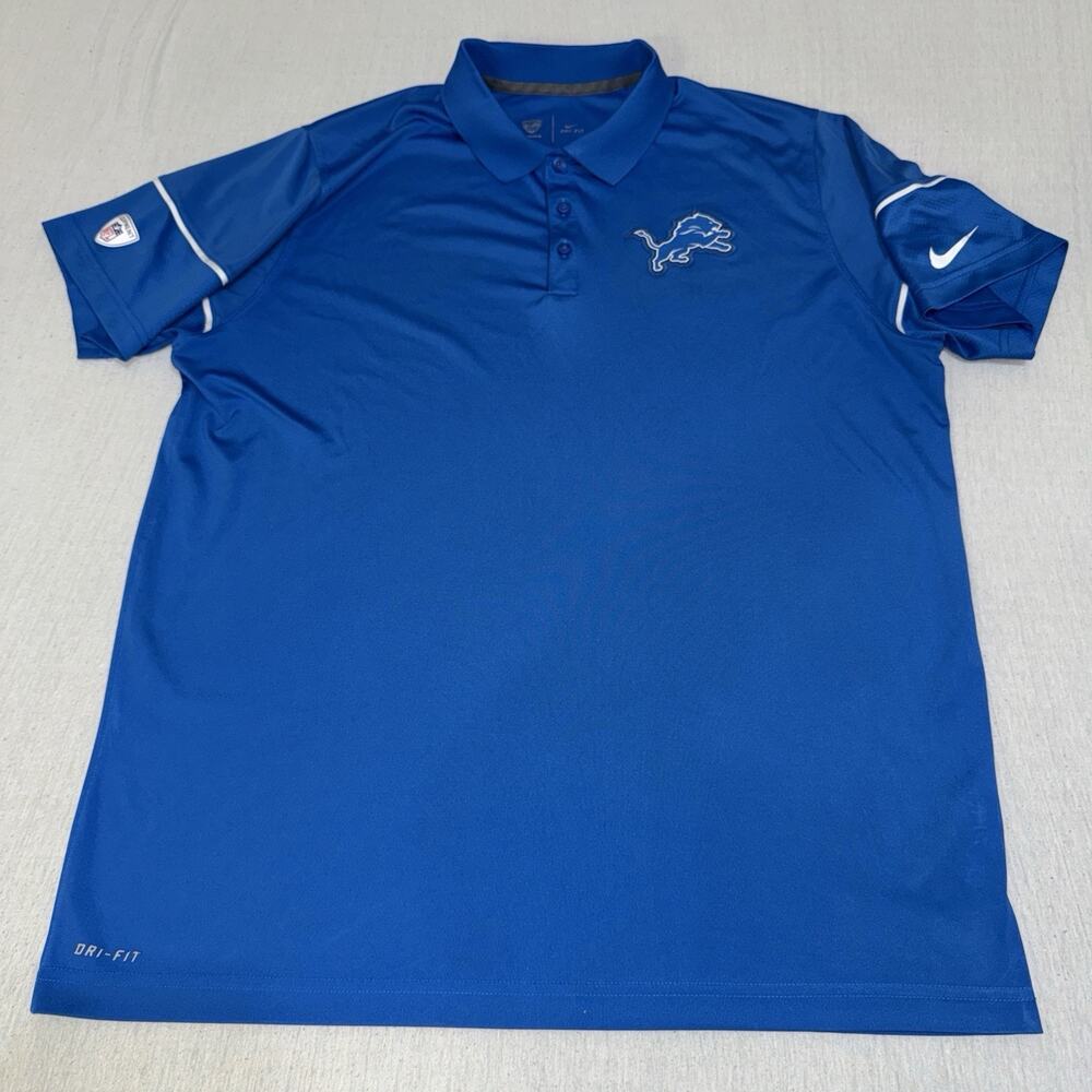 Nike Detroit Lions Men's Dri-Fit Polo NFL Equipment Shirt Size XL, Blue EUC